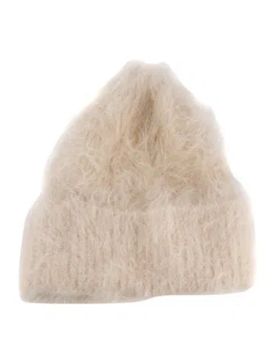 Pre-owned Totême Fuzzy Alpaca Beanie Cap In Neutral