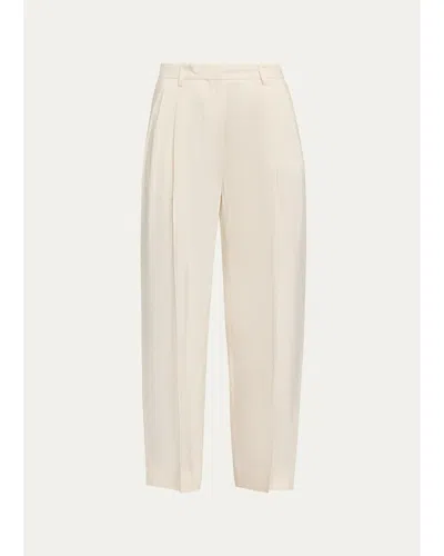 Totême Garderob Double-pleat Straight-leg Ankle Trousers In Ecru
