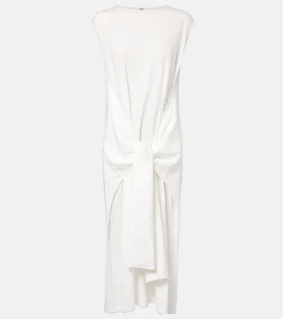 Totême Gathered Cotton Jersey Midi Dress In White