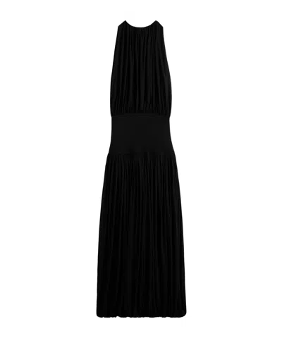 Totême Black Fluid Viscose Gathered Midi Dress In Burgundy