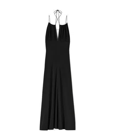 Totême Gathered Halterneck Maxi Dress In Black