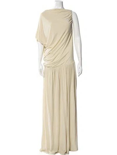 Pre-owned Totême Gathered Jersey Dress Long Dress In Neutral