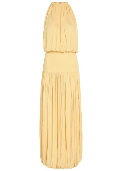Totême Toteme Gathered Jersey Maxi Dress In Yellow