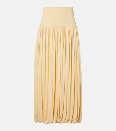 Totême Gathered Jersey Midi Skirt In Yellow