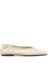 Totême Gathered Leather Ballerina Shoes In Neutrals