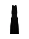 Totême Black Fluid Viscose Gathered Midi Dress In Black