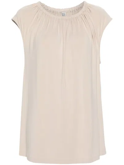 Totême Ruched Elasticated Sleeveless Blouse In Neutrals