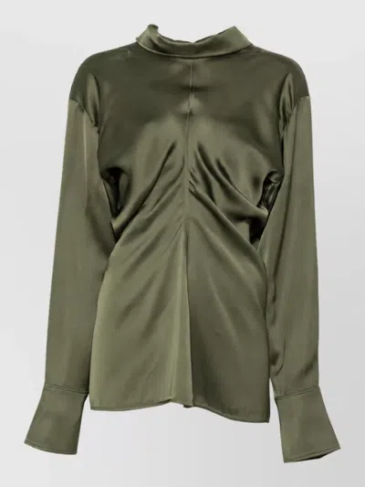 Totême Slouch Draped Satin Blouse In Green