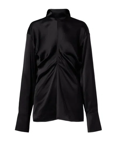 Totême Gathered Satin Top In Black