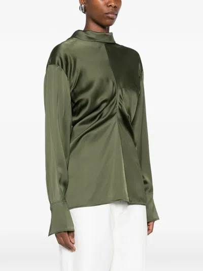 Totême Toteme Draped Turtleneck Top In Green