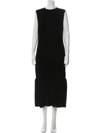 Pre-owned Totême Gathered-hem Velvet Dress Long Dress In Black
