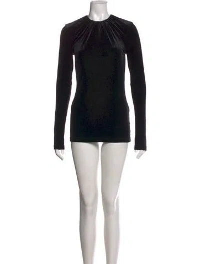 Pre-owned Totême Gathered-neck Velvet Top Mini Dress In Black