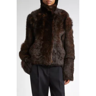 Totême Toteme Genuine Shearling Jacket In Brown