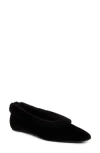 Totême Toteme Genuine Shearling Trim Velvet Pointed Toe Ballet Flat In Black