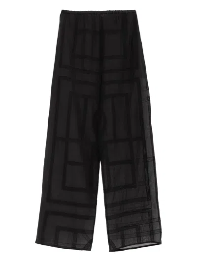 Totême Toteme Geometric Pattern Straight-leg Trousers With Elastic Waist For Women In Black