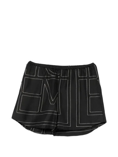 Totême Geometric-print Elasticated Shorts In Black
