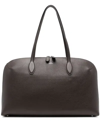 Totême Curved Leather Shopper Featuring Protective Base In Brown