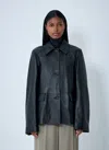 Totême Grained Leather Jacket In Black