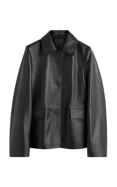 Totême Paneled Textured-leather Jacket In Black