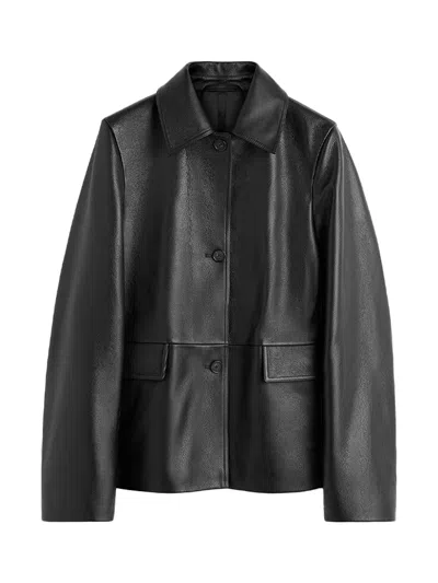 Totême Toteme Grained Leather Jacket Black