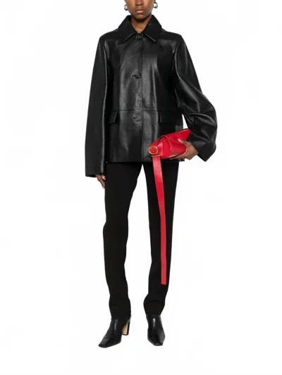 Totême Grained Leather Jacket In Black