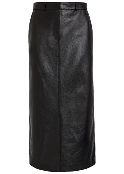 Totême Toteme Grained Leather Midi Skirt In Black