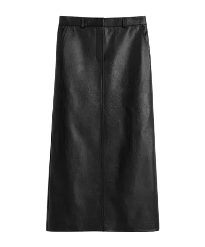 Totême Grained-leather Straight Maxi Skirt In Black