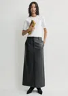 Totême Grained-leather Straight Skirt Black In Black