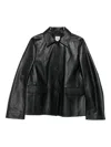 Totême Grained-texture Leather Jacket In Black