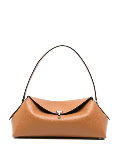 Totême Grained-leather T-lock Shoulder Bag In Orange