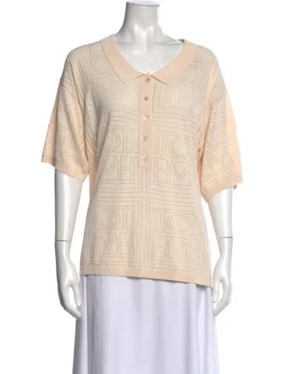 Pre-owned Totême Graphic Print Short Sleeve Polo In Neutrals