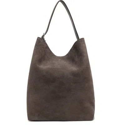 Totême Gray Belted Suede Tote In Brown