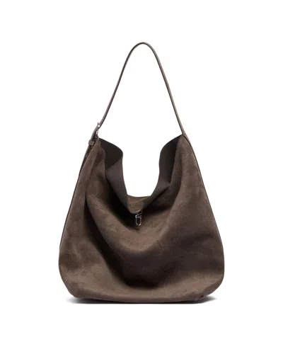 Totême Gray Belted Tote Bag In Brown