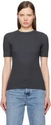 Totême Classic Ribbed Jersey T-shirt In Charcoal Melange 019