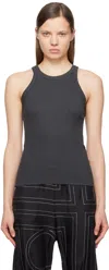Totême Gray Curved Rib Tank Top In Charcoal Melange 019