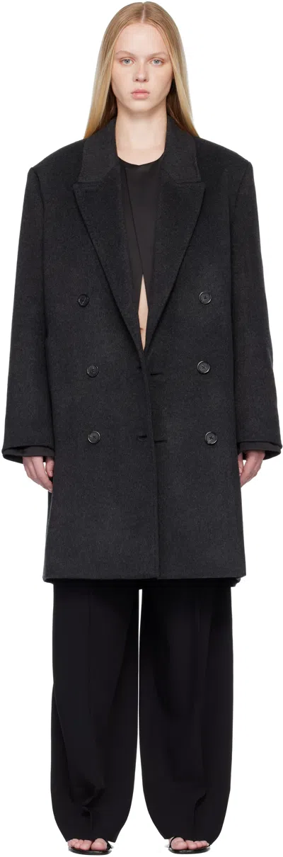 Totême Gray Double-breasted Cashmere Coat