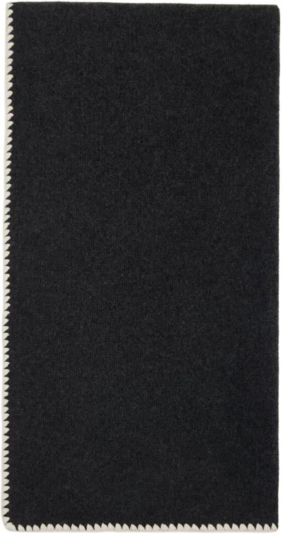 Totême Gray Embroidered Wool Cashmere Scarf In 074 Grey Melange