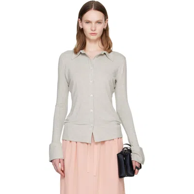 Totême Gray Fitted Jersey Shirt In Multi