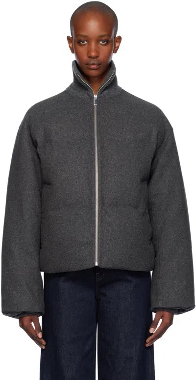 Totême Quilted Wool-blend Flannel Down Jacket In Gray