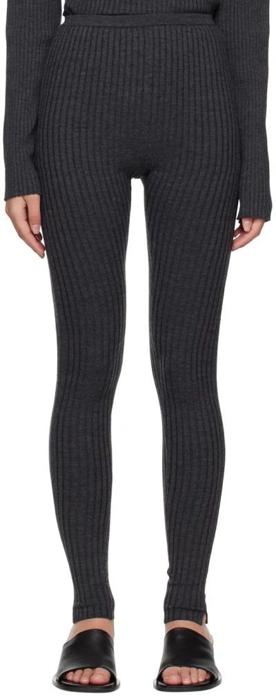 Totême Gray High-rise Leggings In 359 Dark Grey Melang
