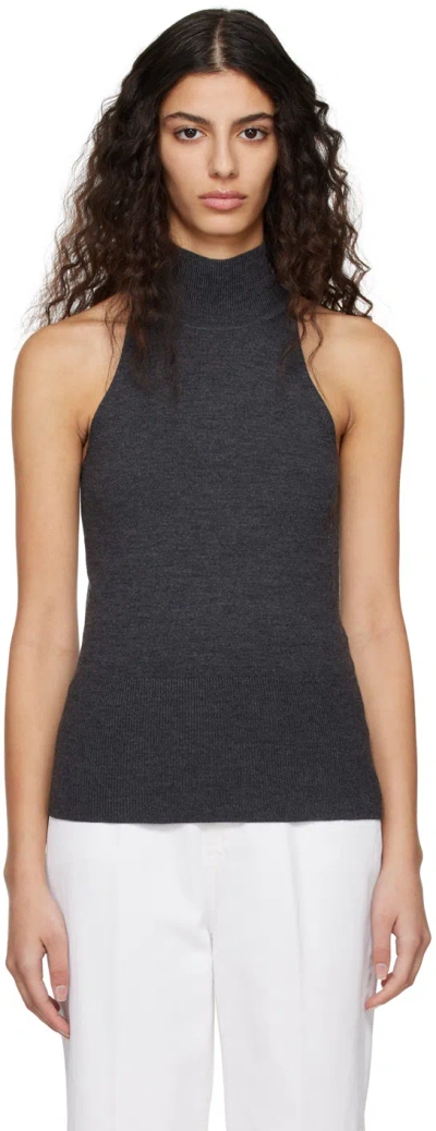 Totême Gray Pinched Seam Turtleneck In 359 Dark Grey Melang