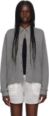 Totême Gray Raglan-sleeve Cardigan In 074 Grey Melange