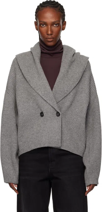 Totême Gray Shawl-lapel Cardigan