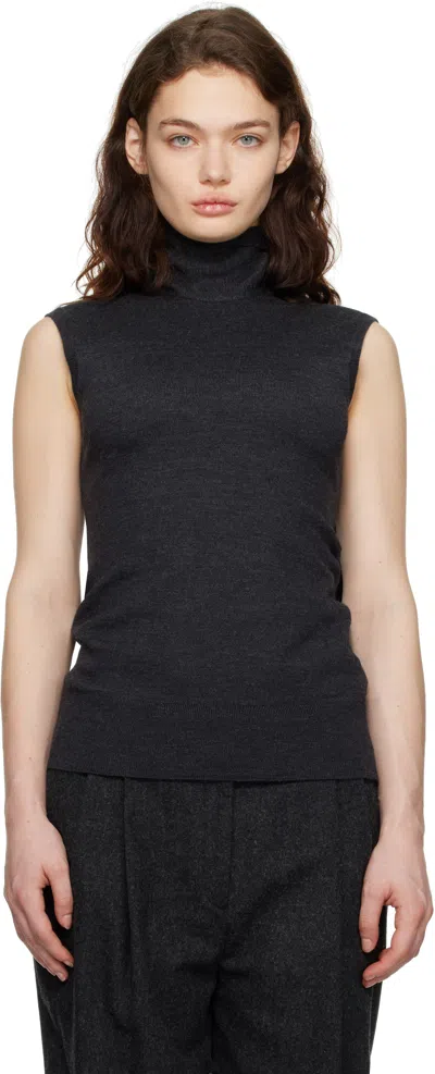 TOTÊME GRAY SLEEVELESS SCARF KNIT TANK TOP