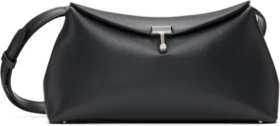 Totême Gray T-lock Leather Clutch In Shark 026