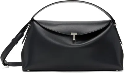 Totême Gray T-lock Leather Top Handle Bag In Shark 026