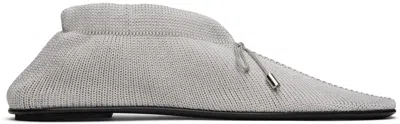 Totême Knitted Bow Ballerina Flats In Matte Silver