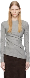 Totême Gray Twisted Sweater In 018 Light Grey Melan