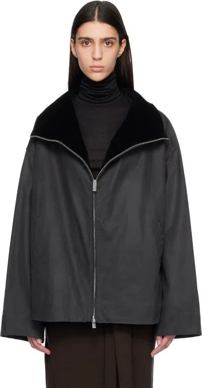 Totême Gray Zipped Country Jacket In Black