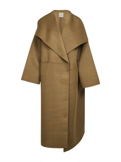 Totême Green Double Wool And Cashmere Signature Coat